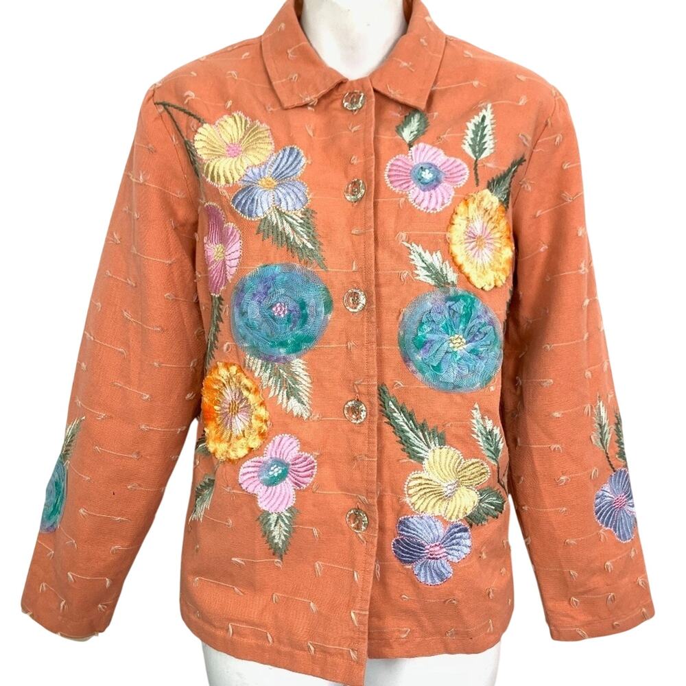 INDIGO MOON Embroidered Lined Blazer Jacket sz S